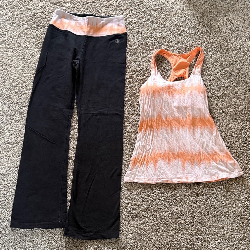 Marika Orange and White Tie-Dye Tank Top